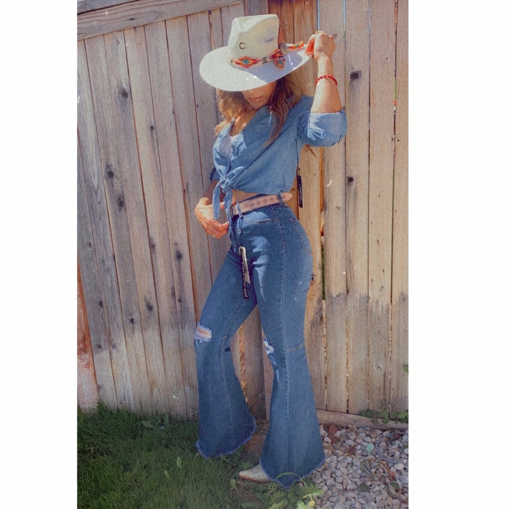 Jean Button Down top